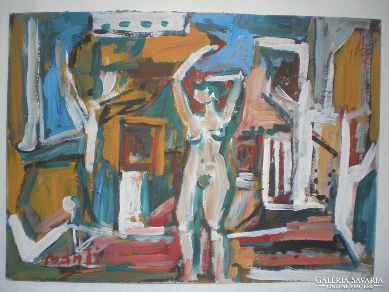 It is also recognized in Western Europe. József Bánfi, nude in the studio.