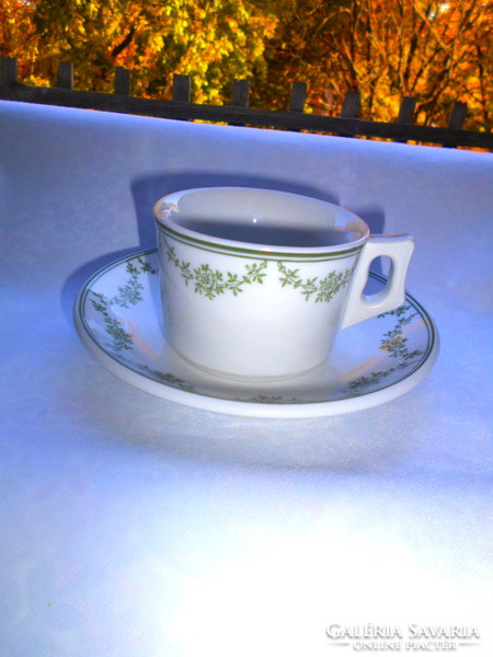 Kávéházi vastag , súlyos porcelán csésze+ csészealj