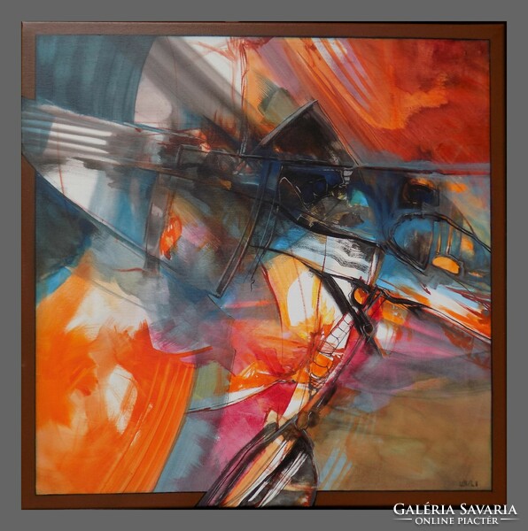 Large abstract painting, the work of Zsolt d. Kállai