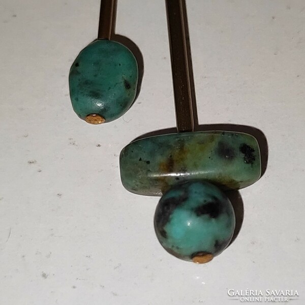 Dangle earrings with real turquoise eyes