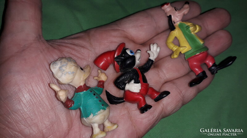 Régi trafikáru bazáráru DISNEY festett gumi játék figurák 5-7 cm, 3db EGYBEN a képek szerint