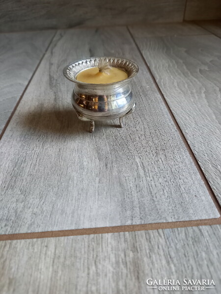Fabulous old silver-plated candle holder with candle (5.3x5.7 cm)