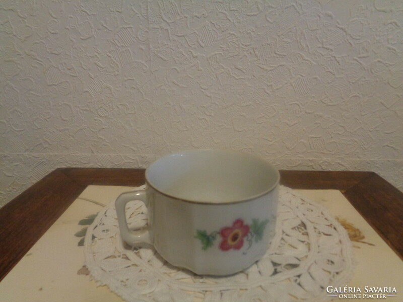 Tea cup, Czech mcp, with bird motif, 9 x 6 cm + tongs