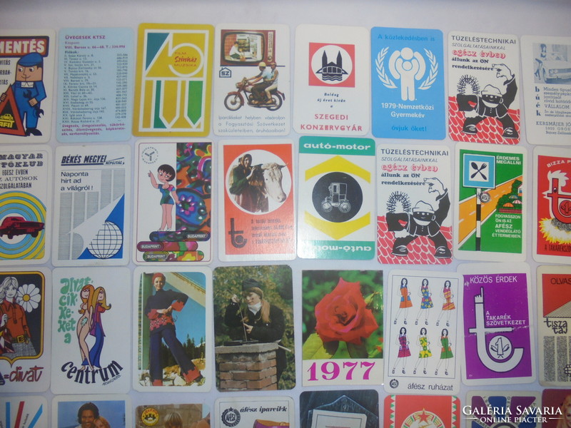 Fifty old card calendars - 1970s - together