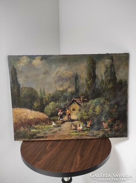 József Szabolcsi tanyi village portrait - oil on canvas painting good price!
