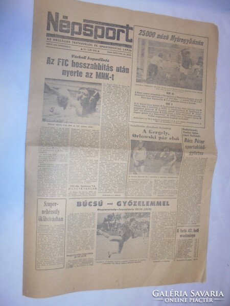 NÉPSPORT 1978 november 27 -  régi újság - akár születésnapi ajándéknak