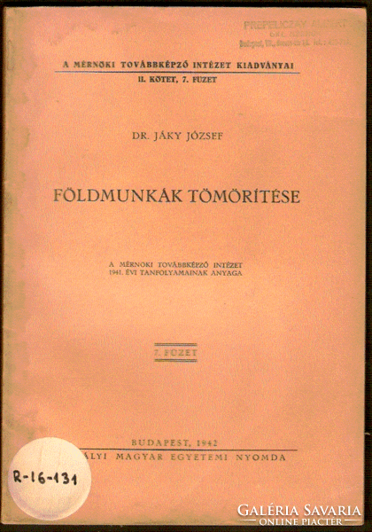 Jáky József: Földmunkák Tömörítése  1942