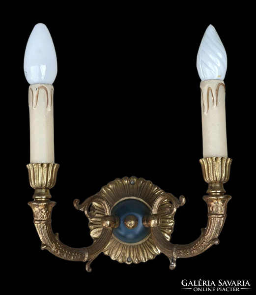 Neo-empire style 5-arm chandelier with a pair of double wall arms