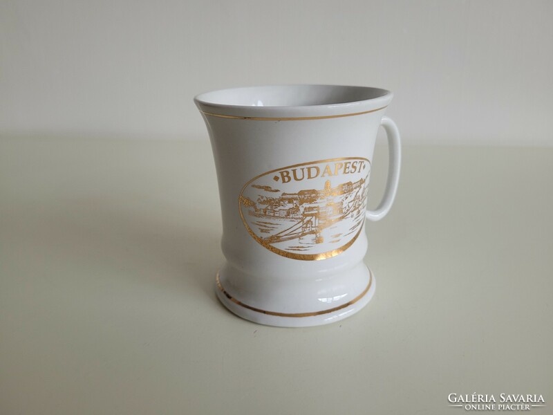 Old retro Budapest chain bridge commemorative porcelain mug with gold pattern color patterned souvenir