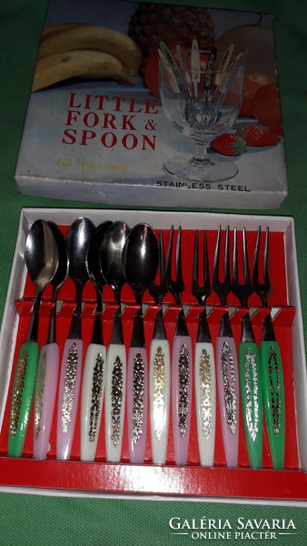 Retro kgst vinyl-handled steel-headed party / cocktail / cookie dessert set with box as shown in the pictures