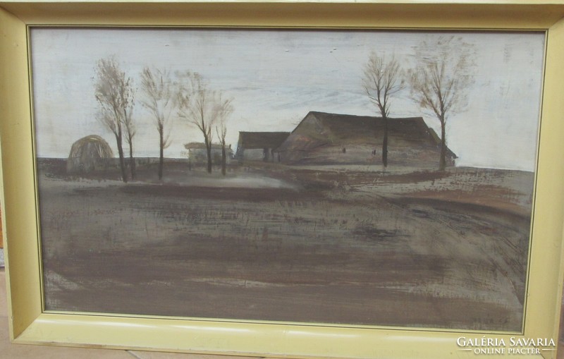 Fejér Csaba 1936 - 2002 , képcsarnokos  olajfestmény tájkép, jelzett, 80 x 51 cm, 74,5 x 45.5 cm