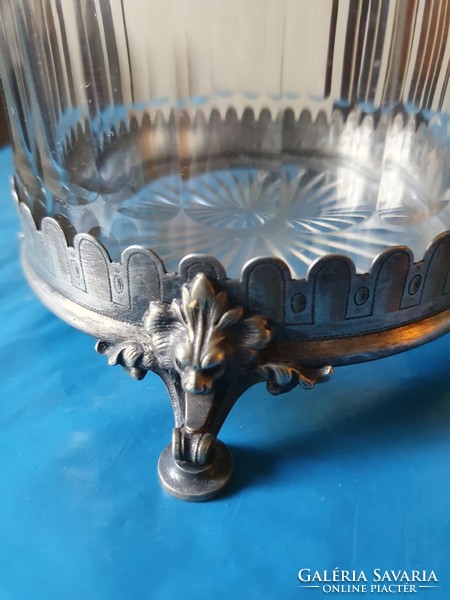 Art Krupp Berndorf silver-plated, polished glass bonbon holder