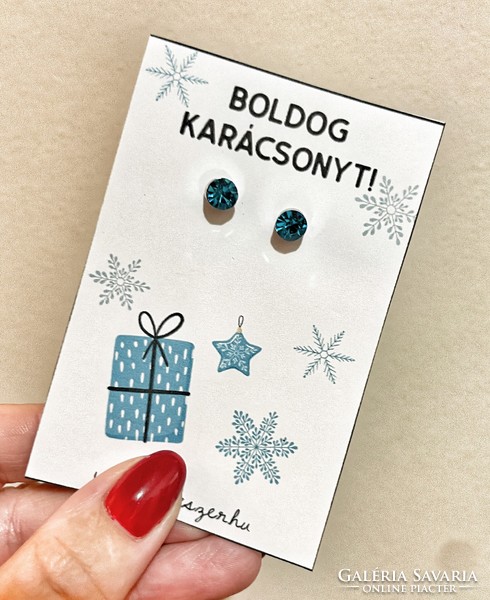 Crystal earrings for Christmas - blue