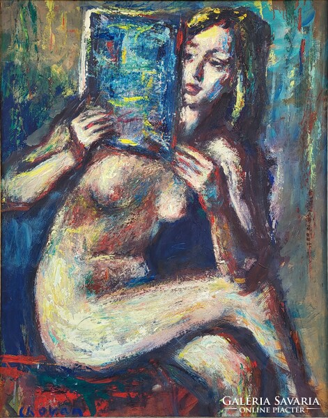 Chovan Lóránt (1913 - 2007) Olvasó Akt c. festménye Eredeti Garanciával!