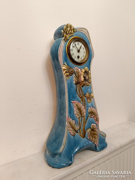 Antique Art Nouveau majolica porcelain furniture clock fireplace clock 345 8070