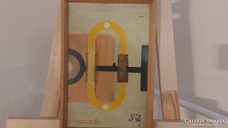 (K) Stadler Zoltán absztrakt festmény 31x21 cm kerettel