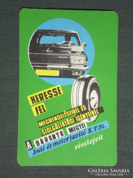 Card calendar, Baranya county car engine repair shop, Pécs, 1968, (1)