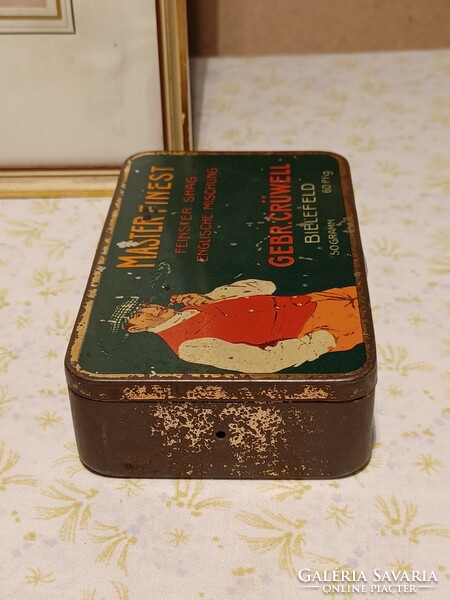 Old English metal box with pipe tobacco