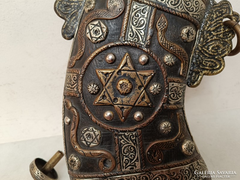 Antique Jewish gunpowder horn with star of David decoration weapon hunting 378 8090
