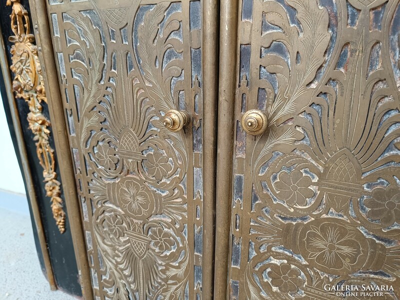 Antik klasszicista vésett réz ajtós kályha kandalló keret rátét díszítéses 441 8127