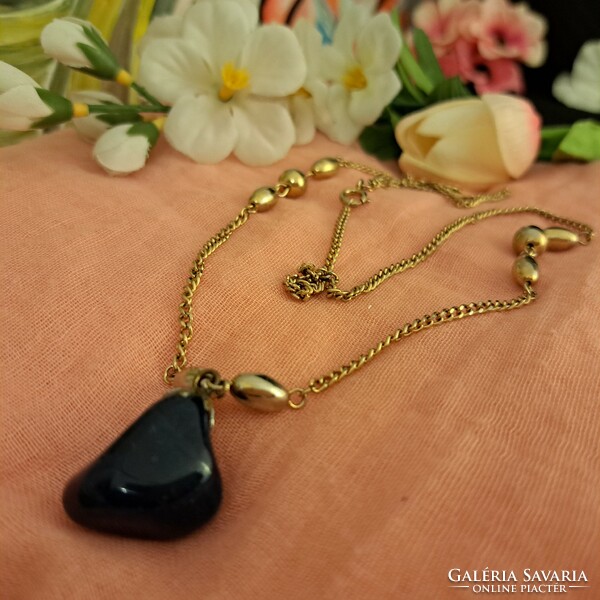 Israeli gold plated necklace with sodalite pendant