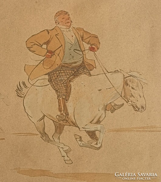 Ludwig Kübler(1833-?): Reggeli lovaglás. cca. 1870. Jelzett, hibátlan!