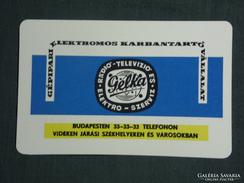 Card calendar, Gelka home appliance service, radio, television, 1968, (1)