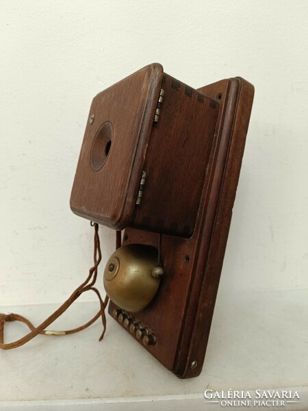 Antique telephone wooden wall telephone device 1890-1910 344 7958