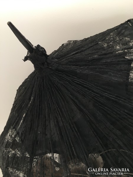 Antik fekete csipkés napernyő - hibás