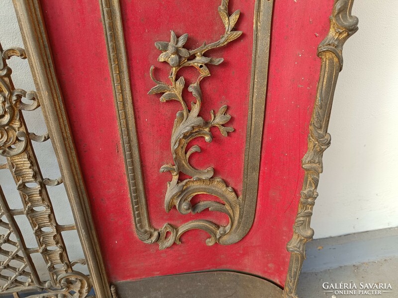 Antik klasszicista kályha kandalló keret öntött réz ajtós réz rátét díszítéses 450 8130
