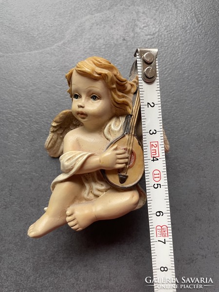 High-quality, hand-painted polyresin lute angel