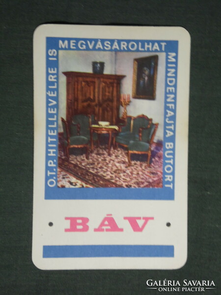Kártyanaptár, BÁV bizományi áruház, antik bútor, 1966 ,  (1)
