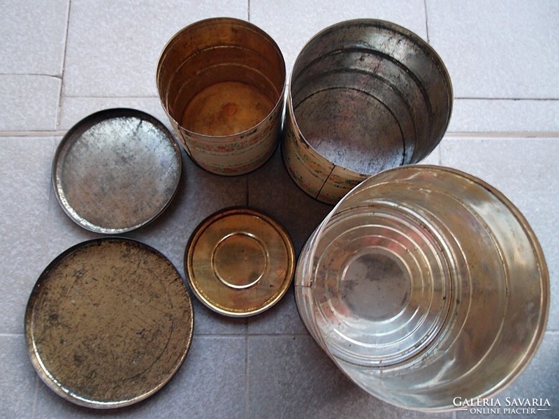 3 old large tin boxes