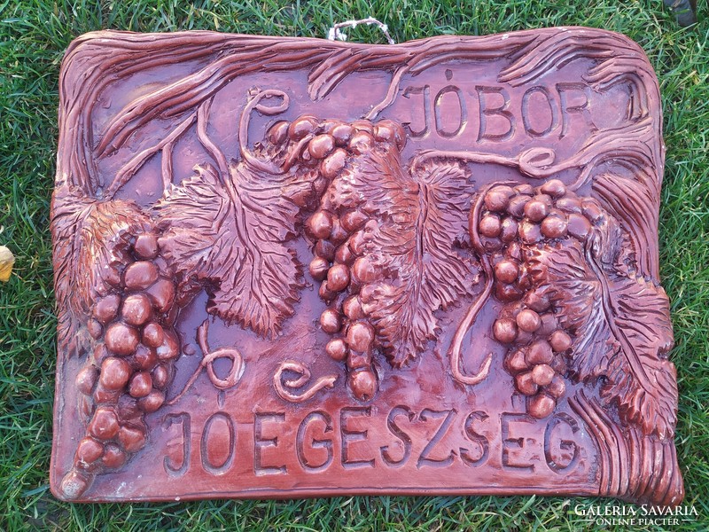 Glazed ceramic wall picture, wall decoration for sale! Good wine, good health, relief for sale!