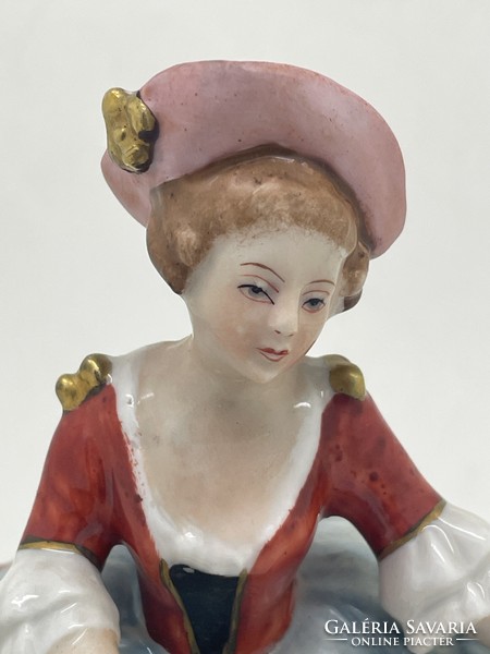 Sitzendorf German porcelain figure in an elegant lady's hat 15 cm