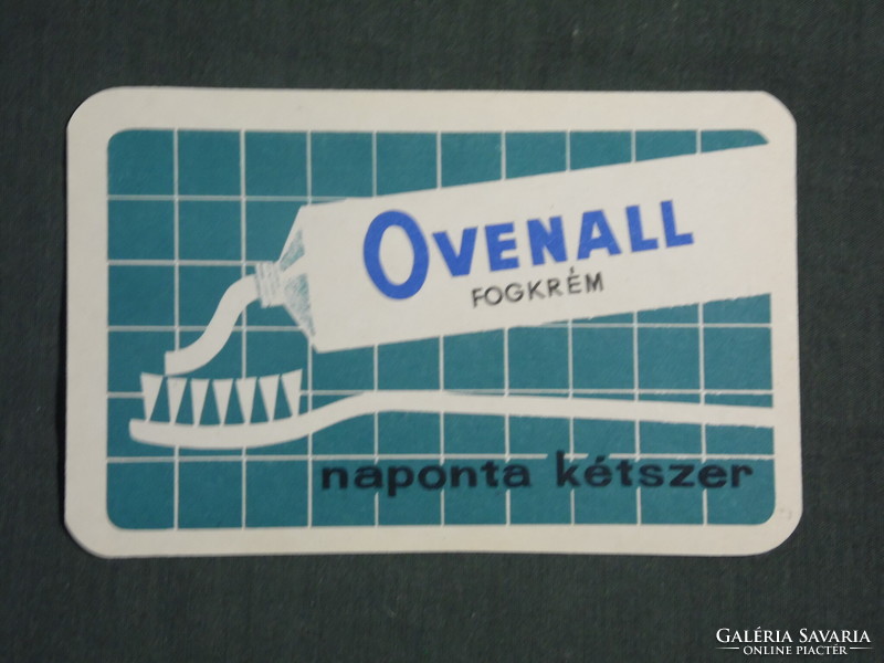 Kártyanaptár, OVENALL fogkrém ,grafikai rajzos, háztartási kozmetikai vállalat, 1965 ,  (1)