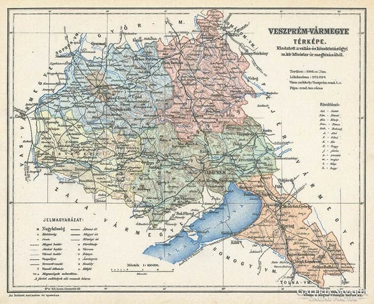 Map of Veszprém county (reprint: 1905)