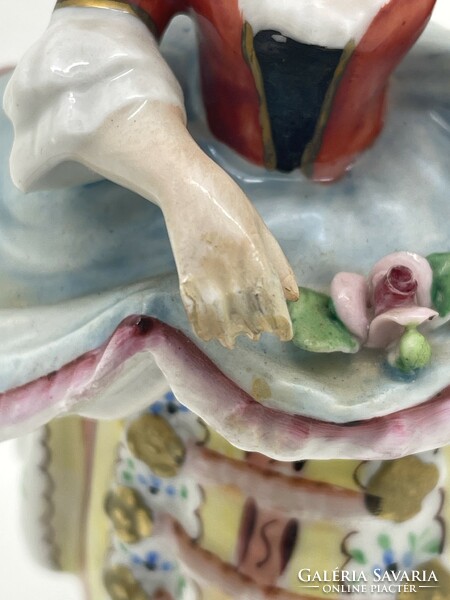 Sitzendorf German porcelain figure in an elegant lady's hat 15 cm