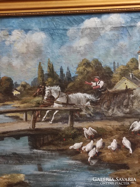 Nagy Dániel Ferenc - Lovasfogat olaj vászon festmény