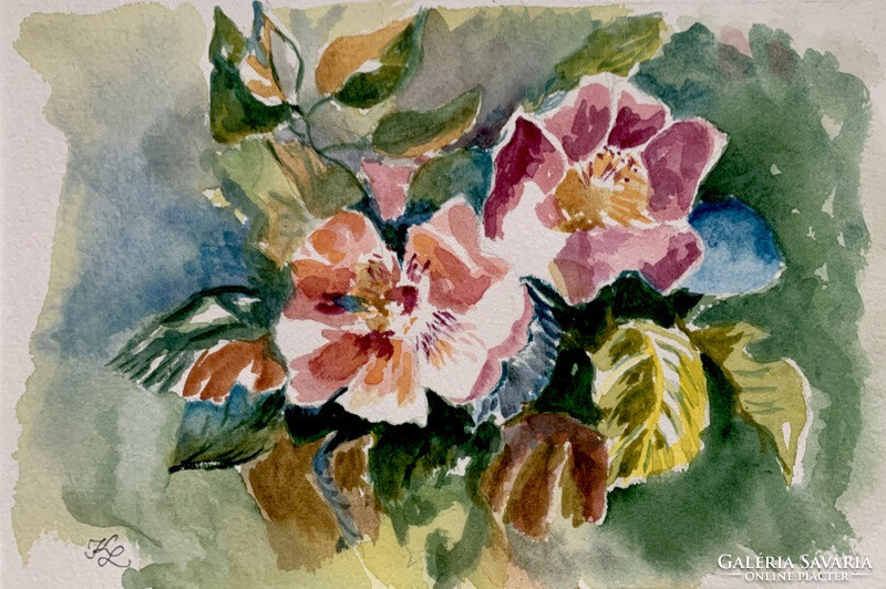 Spring flowers - watercolor - 16 x 24 cm