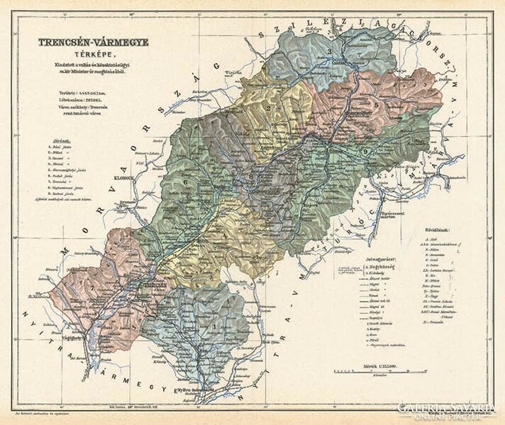 Map of Trencsén county (reprint: 1905)