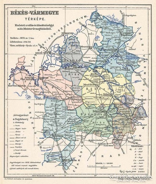 Map of Békés county (reprint: 1905)