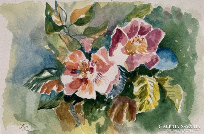 Tavaszi virágok - akvarell - 16 x 24                                                              cm