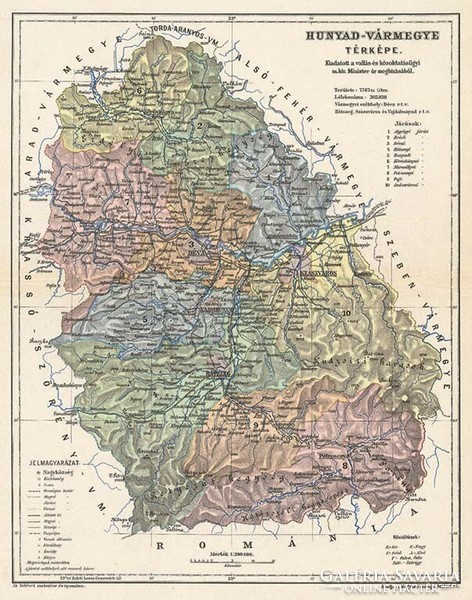 Hunyad county map (reprint: 1905)