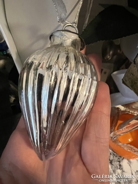 Régi csepp alakú vastag üveg karácsonyfadísz
