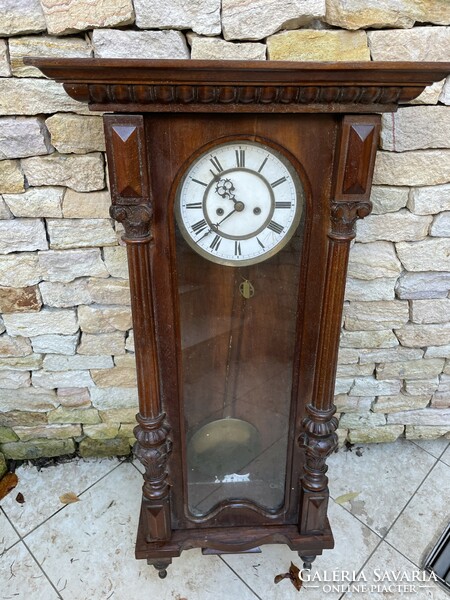 Antique two-weight pewter wall clock