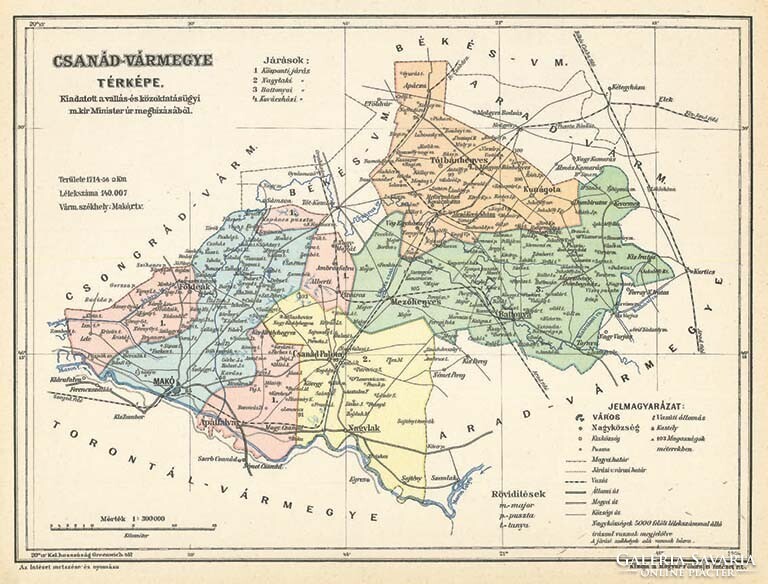 Csanád vármegye térképe (Reprint: 1905)