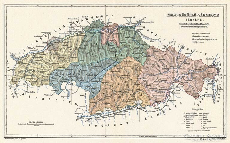 Nagy-Küküllő vármegye térképe (Reprint: 1905)