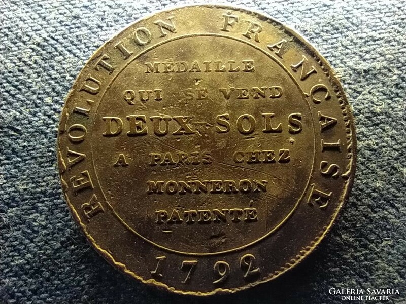 France 2 sol medal 1792 bronze 32mm (id66143)