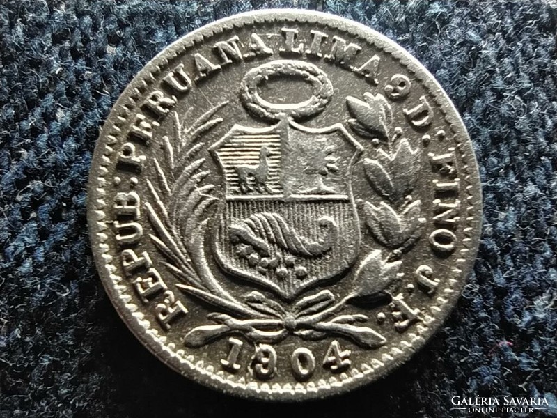 Republic of Peru (to the present 1822) .900 Silver 1/2 din 1904 (id60105)